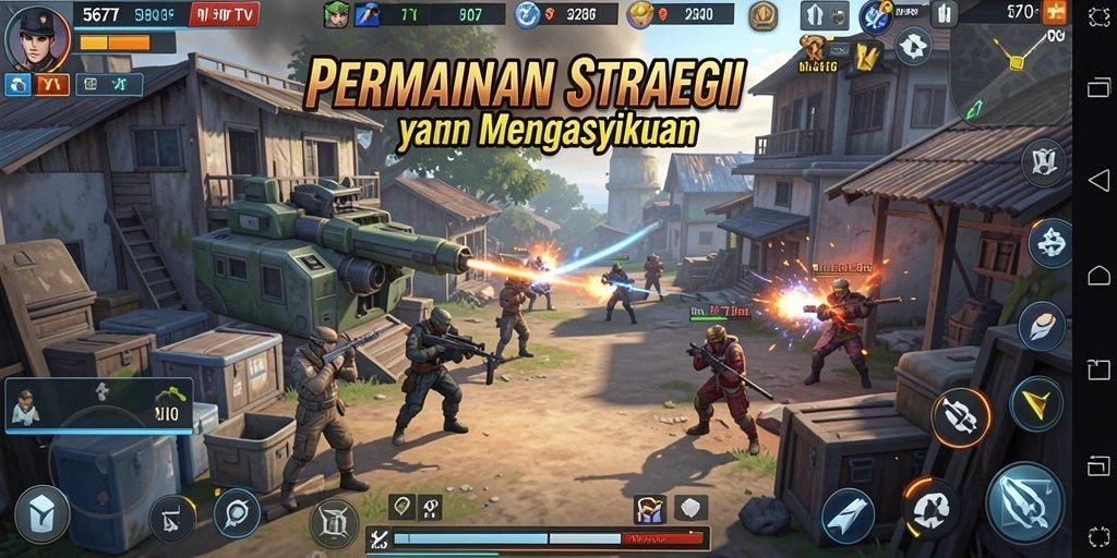 Tangkapan layar 567TV menampilkan aksi pertempuran dalam permainan SLG.