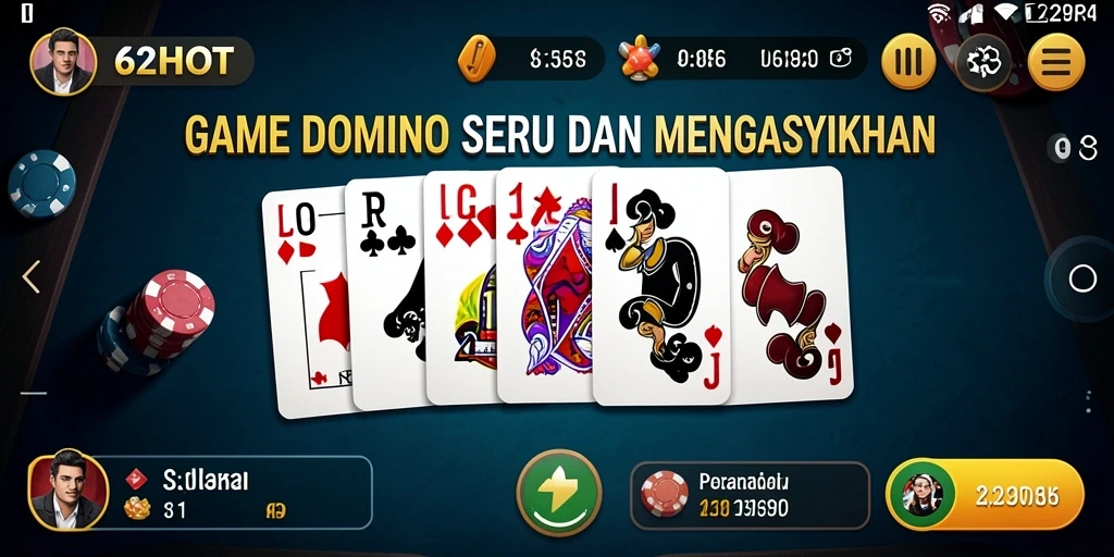 Tangkapan layar utama gameplay Domino yang seru di 62HOT.