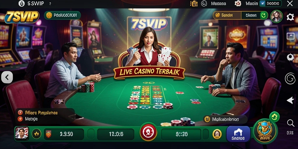 Gameplay mendebarkan dengan dealer langsung di 7SVIP.