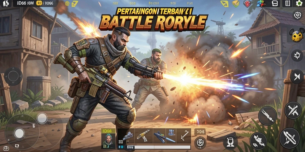 Gameplay seru di arena Battle Royale ID66.