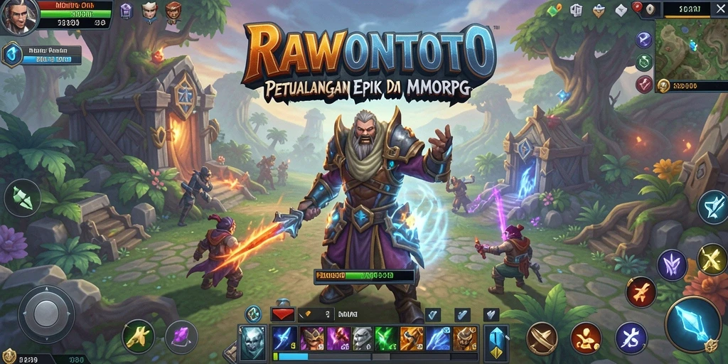 Tampilan screenshot dari RAWONTOTO yang menampilkan aksi permainan MMORPG yang seru.