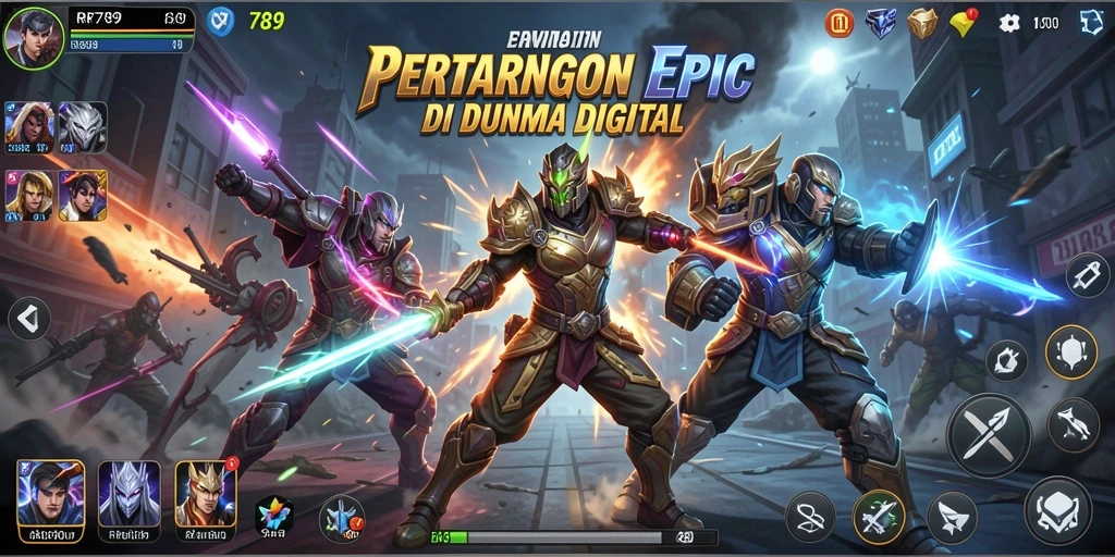 Screenshot menunjukkan pertarungan mendebarkan antara dua karakter kuat di RR789.