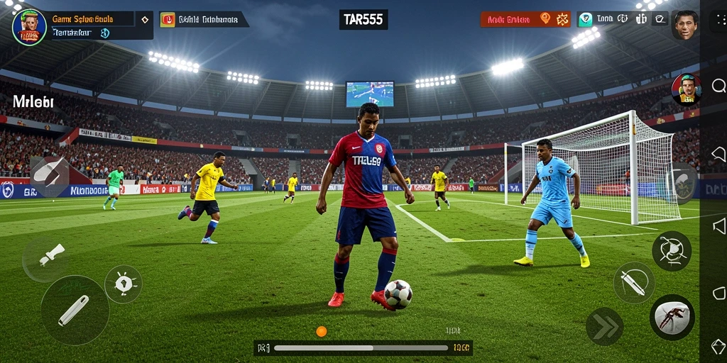 Gameplay TAR555 yang menegangkan dan seru selama pertandingan sepak bola.