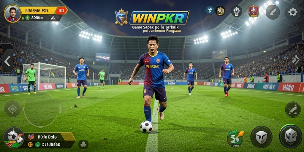 Tampilan gameplay mendebarkan dalam game sepak bola WINPKR.